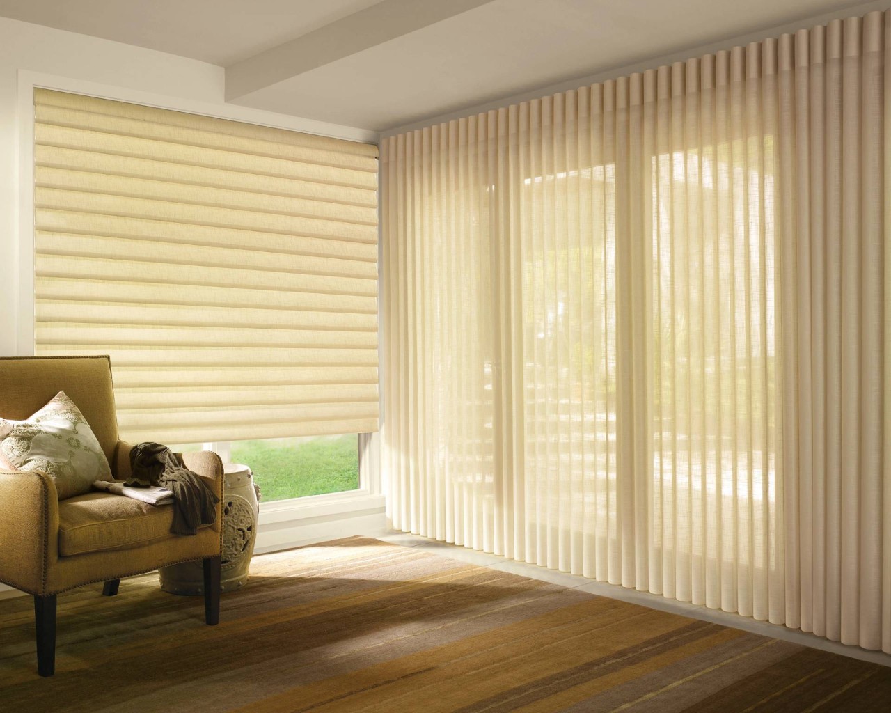 Hunter Douglas Vignette® Roman Shades installed in a contemporary home near Rehoboth Beach, DE